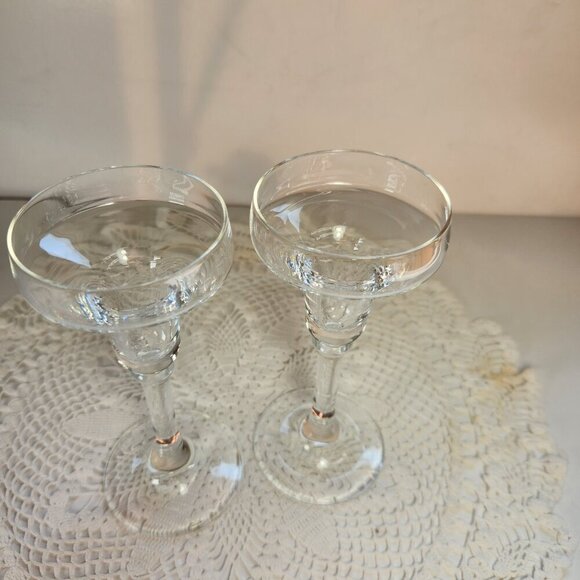 Vintage Candle Holders Germany Clear Glass Pair (2) In Box Sophienthal Amberg - Picture 3 of 8
